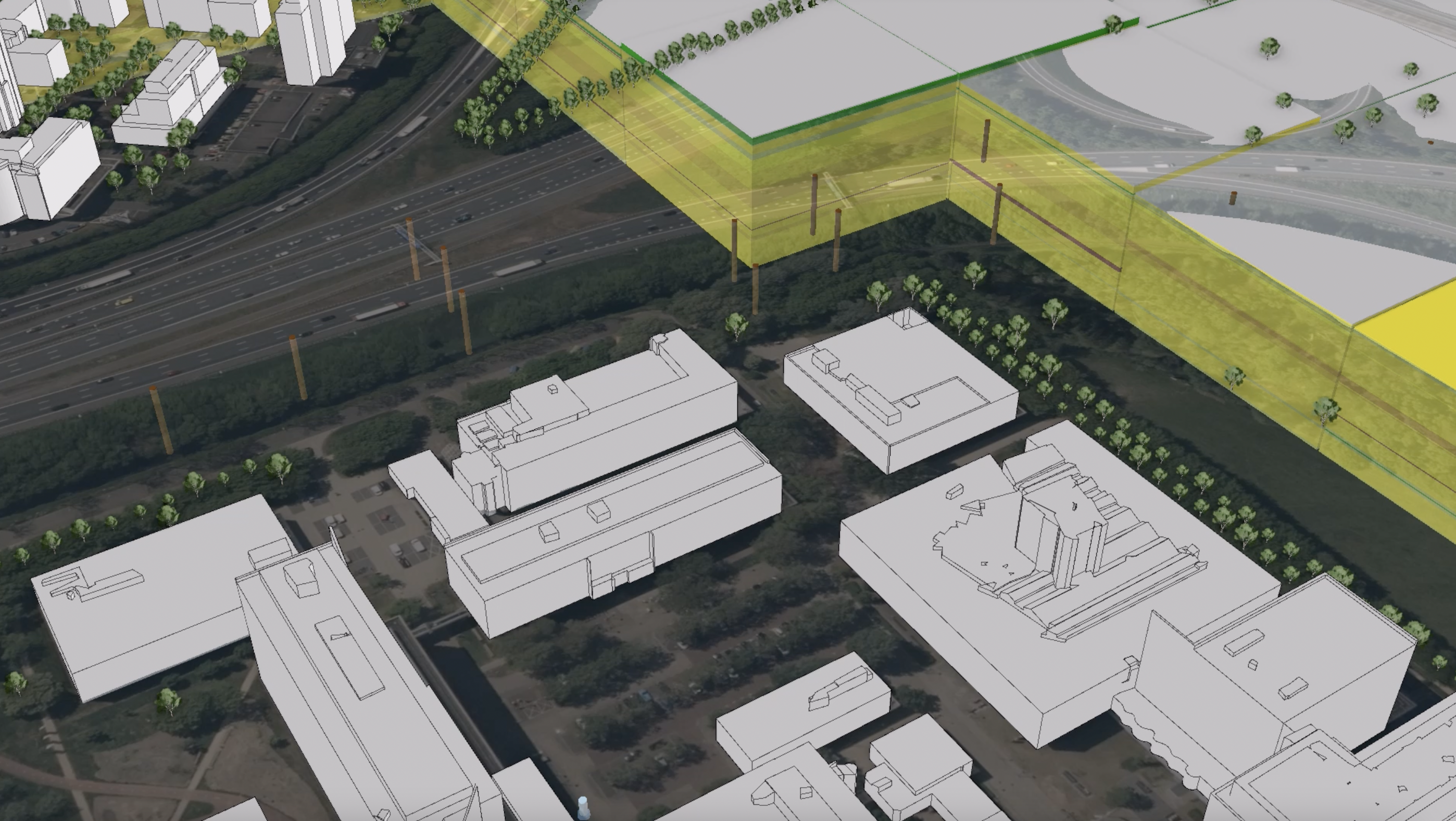 Impression of BRO 3D view with combination subsurface and buildings